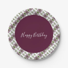 Plato De Papel Verde Y Blanco Borgoña