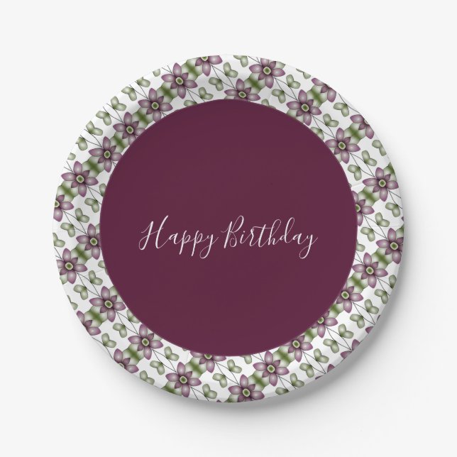 Plato De Papel Verde Y Blanco Borgoña (Anverso)