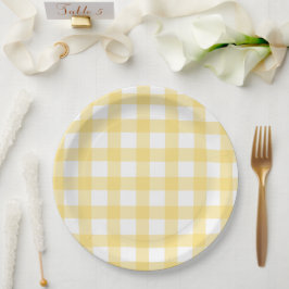 Plato De Papel Verde y blanco Buffalo Check