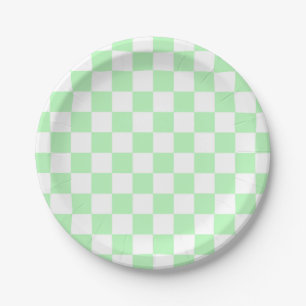 Plato De Papel Verde y blanco suaves y controlados