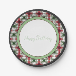 Plato De Papel Verde Y Negro De Borgoña