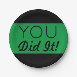 Plato De Papel Verde y negro lo hiciste graduación