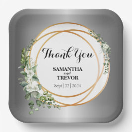 Plato De Papel Verdes dorados: Pegatina botánico Personalizado