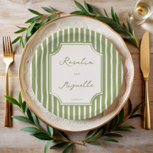 Verdes salvia rayas vintage boda personalizado