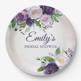 Plato De Papel Verdor de lavanda morada ducha de novia gris