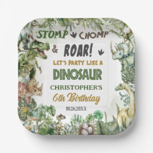 Plato De Papel Verdor Dinosaurios Jurásico Fiesta de cumpleaños