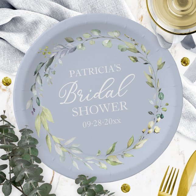 Plato De Papel Verdor Eucalyptus Wreath Bridal Shower (Subido por el creador)