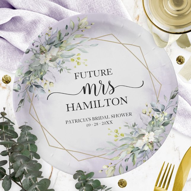 Plato De Papel Verdor Geometric Purple Lavender Bridal Shower (Subido por el creador)