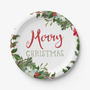 Plato De Papel Verdor navideño