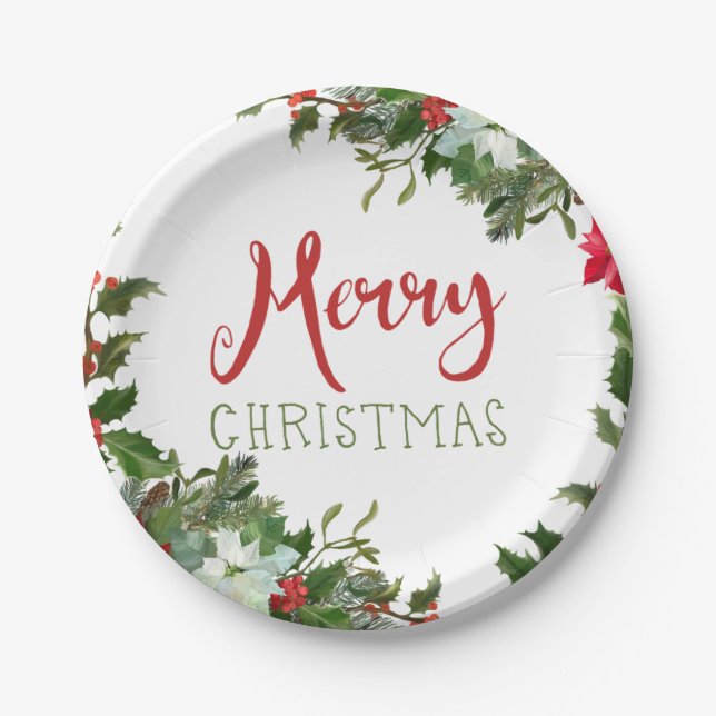 Plato De Papel Verdor navideño (Anverso)