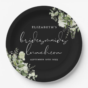 Plato De Papel Verdor Noche de las damas de honor negras y blanca