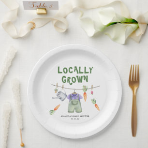 Plato De Papel Verduras de cultivo local acuarela baby shower