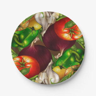 Plato De Papel Verduras y Hierbas Comida Orgánica Natural Vegetal