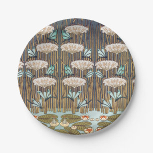 Plato De Papel Verneuil Dragonfly Water Lily Art Nouveau: Vintage