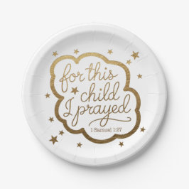 Plato De Papel Verso de la Biblia de 1 Samuel 1:27 Placa de papel