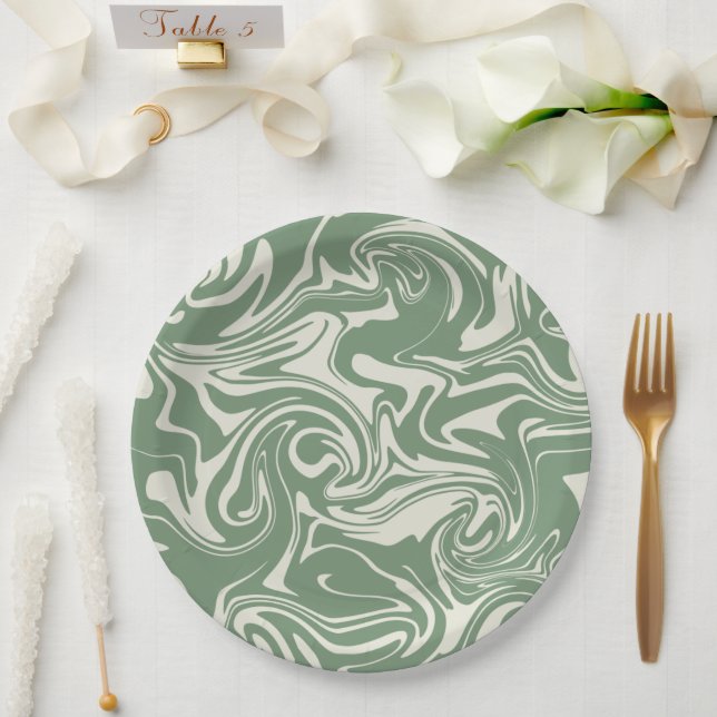 Plato De Papel Vertido - Verde (Boda)