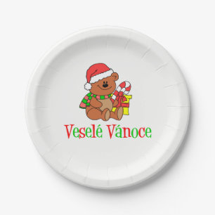 Plato De Papel Vesele Vanoce Navidades checos portan placas