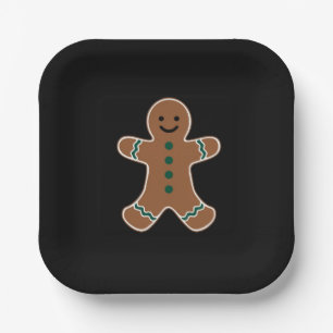 Plato De Papel Vestido corporal de hombre de pan de jengibre para