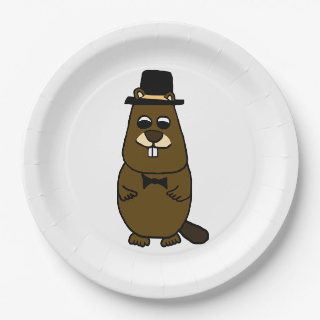 Plato De Papel Vestido de Groundhog (Anverso)