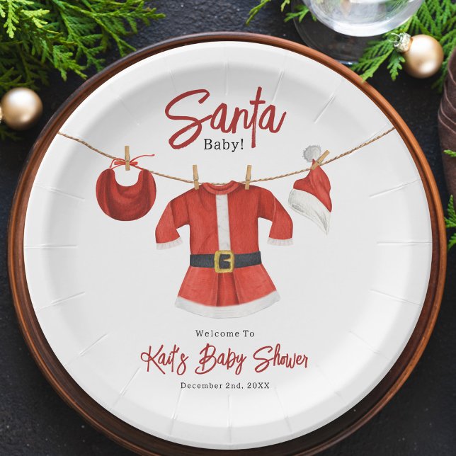 Plato De Papel Vestido de invierno navideño de Navidades de Santa (Subido por el creador)