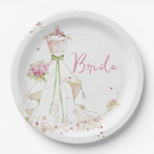 Plato De Papel Vestido de novia para ducha de novia 