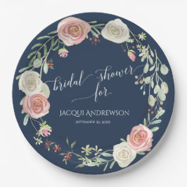 Plato De Papel Vestimenta de Rosas de marfil de Rubor