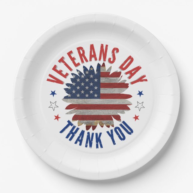PLATO DE PAPEL VETERANS DAY GRACIAS (Anverso)