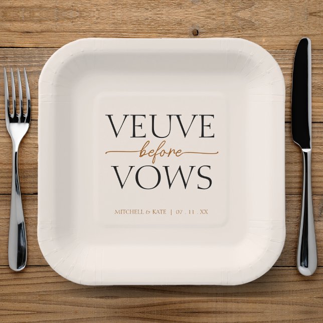 Plato De Papel Veuve Antes De Vows Tan Brown Bridal Shower (Veuve Before Vows Tan Brown Bridal Shower Paper Plates
)
