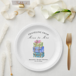 Plato De Papel Viajando de Señorita a Señora Fiesta de Despedida
