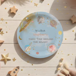 Plato De Papel Viaje alrededor del cumpleaños espacial de la gala