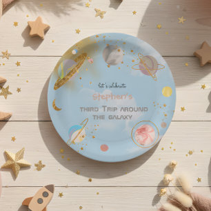 Plato De Papel Viaje alrededor del cumpleaños espacial de la gala