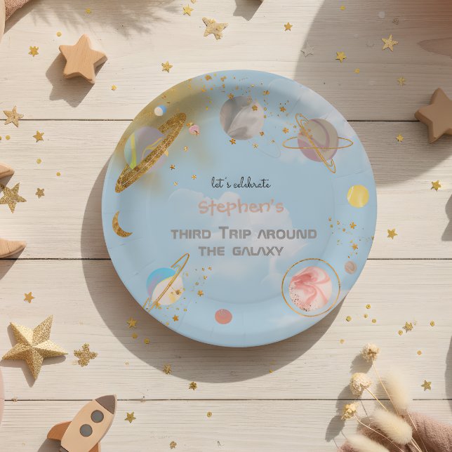 Plato De Papel Viaje alrededor del cumpleaños espacial de la gala (Subido por el creador)