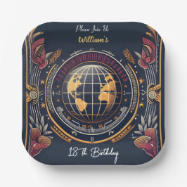 Plato De Papel Viaje Cabina Beach Destino 18 Cumpleaños