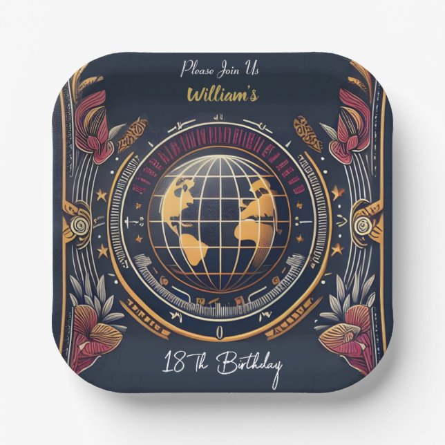 Plato De Papel Viaje Cabina Beach Destino 18 Cumpleaños (Anverso)