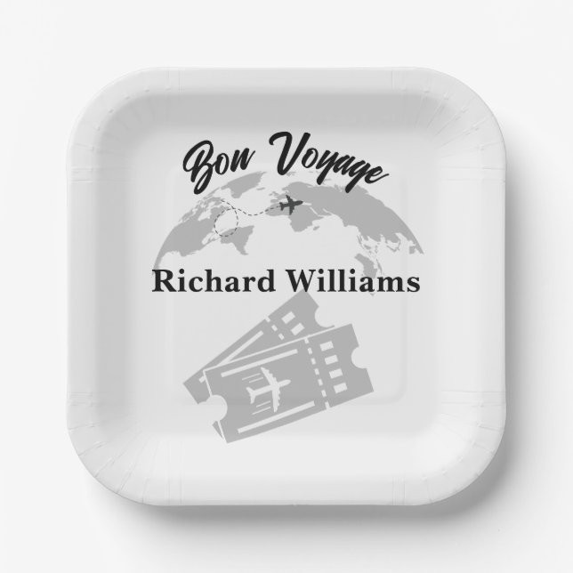 Plato De Papel Viaje de jubilaciones Tema Fiesta Mapa Mundial Vin (Anverso)