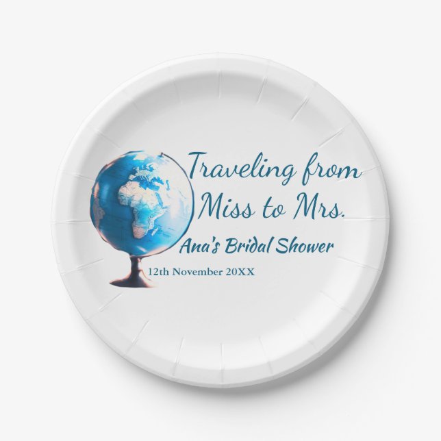 Plato De Papel viaje despedida de soltera añadir nombre fecha señ (Anverso)