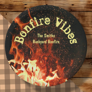 Plato De Papel Vibes de fuego personalizadas 