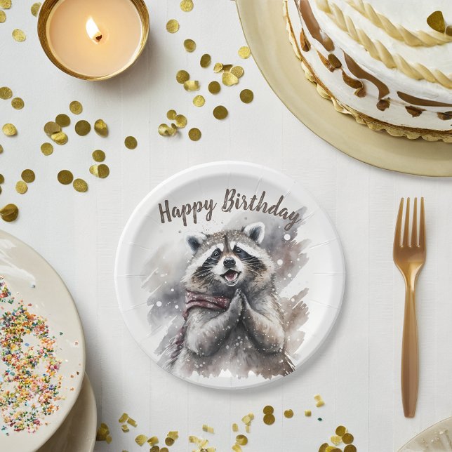 Plato De Papel Vibes de invierno Raccoon - Fiesta de cumpleaños - (Subido por el creador)