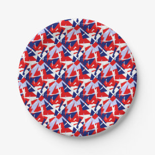 Plato De Papel Vibes positivas de color rojo azul blanco
