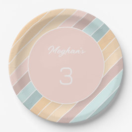Plato De Papel Vibra Moderna Personalizada de Verano Colores Crem
