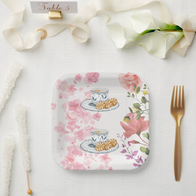 Plato De Papel Vibraciones de fiesta de té elegante (Boda)