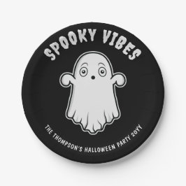 Plato De Papel Vibraciones Espeluznantes Fantasma Lindo Halloween