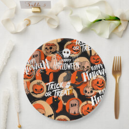 Plato De Papel Vibraciones espeluznantes y lindas de Halloween