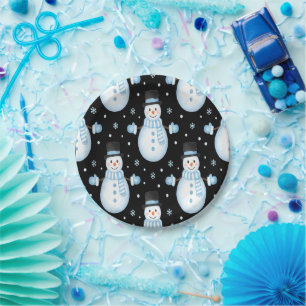 Plato De Papel Vibraciones Felices de Muñeco de Nieve Diseños Nav