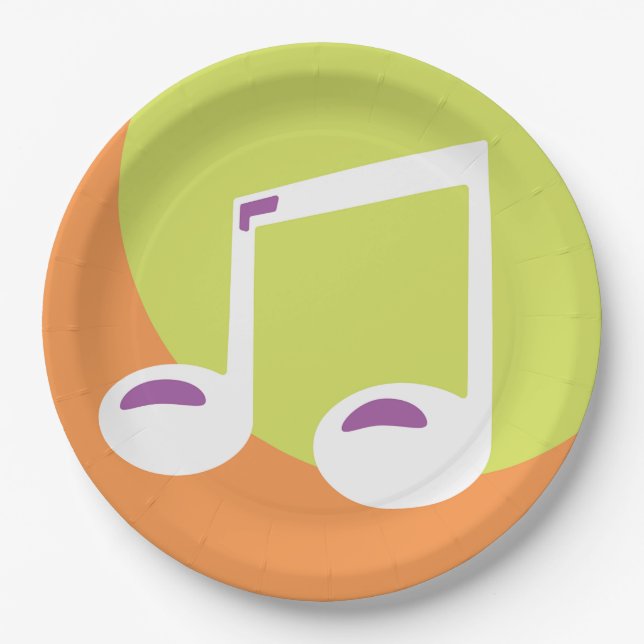 Plato De Papel Vibrant Musical Note Double Eighth (Anverso)