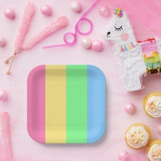 Plato De Papel Vibrant Striped