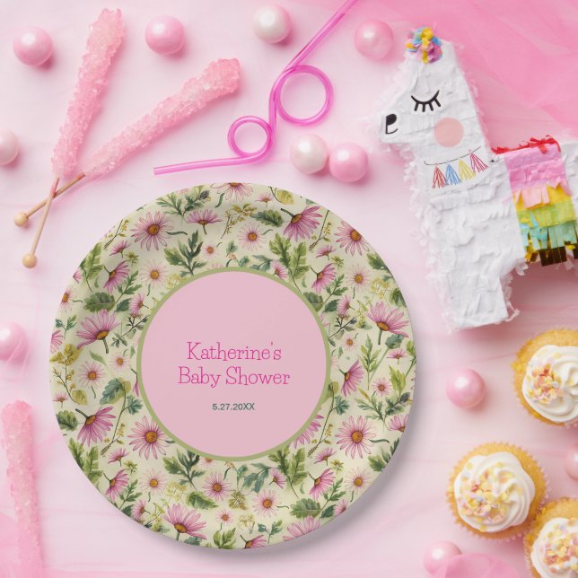 Plato De Papel Vibrante Baby Shower de primavera floral (Fiesta)