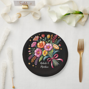 Plato De Papel Vibrante Fiesta Boda Bouquet Boda
