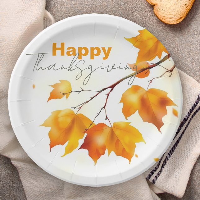 Plato De Papel Vibrante Serene Cae Maple deja acción de gracias (Subido por el creador)