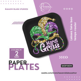 Plato De Papel Vibrantes placas de papel Fiesta Mardi Gras